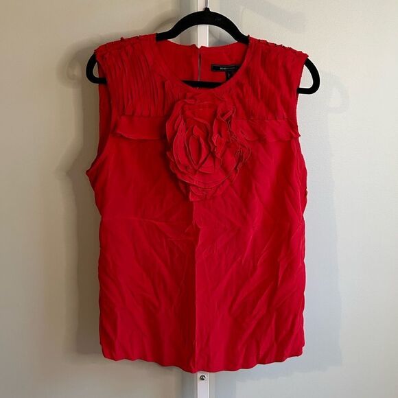 BCBGMaxAzria Tops - BCBGMaxAzria Red Sleeveless Floral Appliqué Blouse
